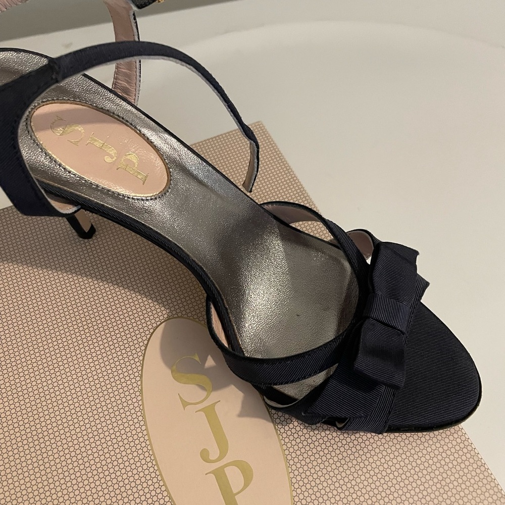 SJP sarah Jessica Parker navy heels open toe